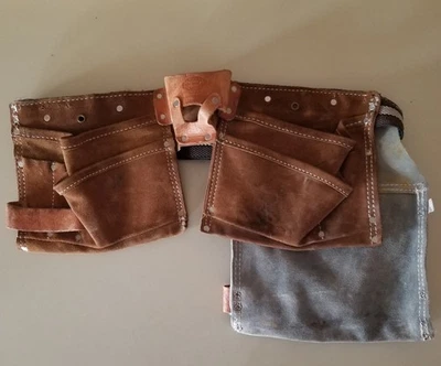 Cinto de ferramentas Nicholas couro bovino equipamento de trabalho nº. 793X com uma bolsa Sears. [A1 96] - Imagem 1 de 4