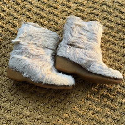 Botas de piel vintage La Mondiale para mujer botines de tacón de 9 cuña forrados de lana Sherpa Foto 1 de 4