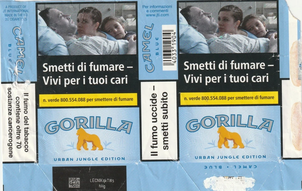 Q1 - Pacchetto Vuoto Aperto Carta Sigarette Camel Blue Jungle Edition GORILLA - Immagine 1 di 1