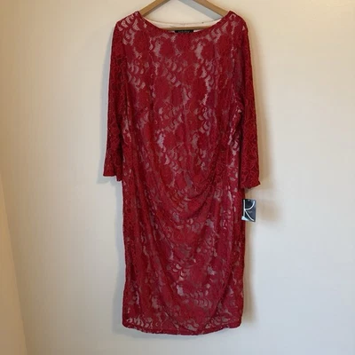 Kasper красный кружева Midi платье женщин плюс размер 3 X чистый событие вечеринки церкви новый с Ярлыками - Изображение 1 из 4