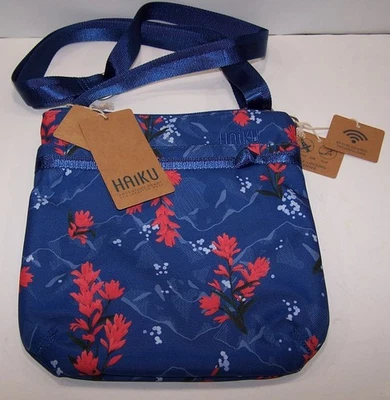 Haiku REVEL Crossbody RFID Bag Purse BLUE FLORAL ~ NWT - Image 1 of 4