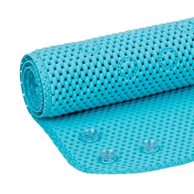 Mainstays 17" x 36" Cushioned Foam Bathtub Mat with Suction Cups, Blue - Image 1 of 4