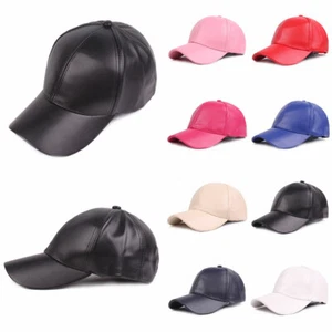 PU Leather Trucker Snapback Outdoor Baseball Sport Cap Hat Men Womens Adjustable - Picture 1 of 21