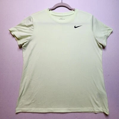 Nike Dri-Fit Womens Shirt Large Yellow Black Swoosh Short Sleeve Lightweight - Изображение 1 из 4