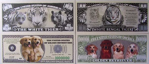 2 BILLETES " FANTASIA GOLDEN RETRIEVER 2006 Y TIGRE BENGALA 2014 UNC - Imagen 1 de 1