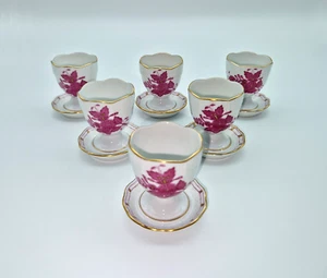 HEREND, Chinese Bouquet Raspberry Egg Cups Handpainted, Set of 6, 2.4", 265/AP - Picture 1 of 4