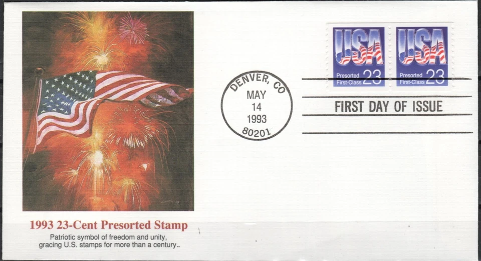 US Scott #2608, 23 cent "Flag" Pair FDC, Fleetwood Cachet - Image 1 of 1