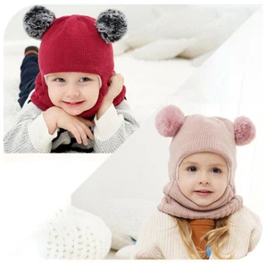 Schlupfmütze Schal Strickmütze Kinder Mädchen Wintermütze Balaclava 4-12 Jahre - Bild 1 von 22