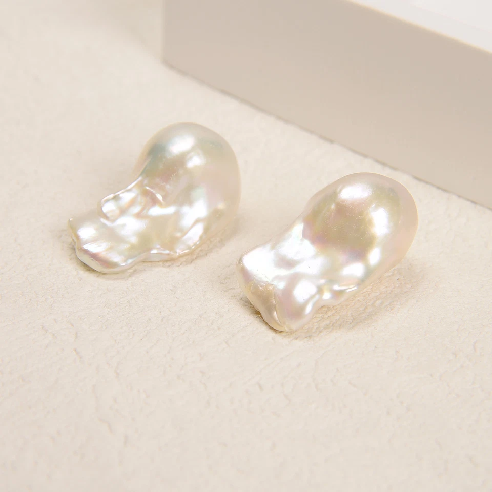 Perla barroca natural de agua dulce sin perforar tamaño 15x30 mm se vende por par Foto 1 de 3