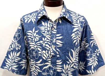 Camisa Hawaiana De Colección GO BAREFOOT Para Hombre Azul Blanco GRANDE FLORAL Pullover EE. UU. XL USADA EN EXCELENTE ESTADO * Foto 1 de 4