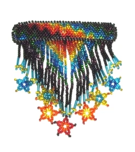 Girls Hand Beaded Barrette w/ Star Fringe 4.5"x2.5" French Clip closure #29 - Picture 1 of 3