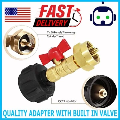 Propane Adapter Regulator Valve Refill Lp Gas 1 Lb Cylinder Tank QCC1 Coupler - Image 1 of 4