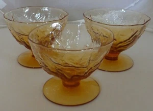 3 tazas de postre Seneca Driftwood con patas ámbar champán Sherbet vidrio arrugado - Imagen 1 de 7