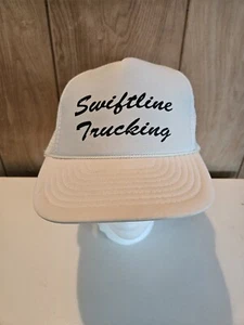 Vintage Swiftline Trucking Nissin Mesh Back Snapback Trucker Hat In White OSFM - Picture 1 of 7