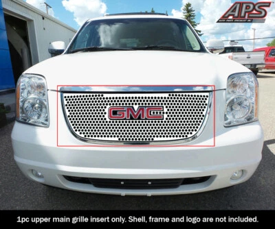 For 2007-2014 GMC Yukon/XL Upper Stainless Silver Laser Cut Grille Insert - Image 1 of 4