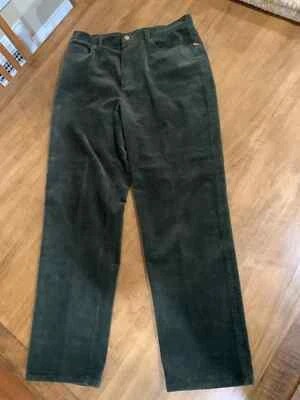 Pantalones de pana para mujer Ralph Lauren verde musgo oliva ballena ancho talla 14 tiro alto Foto 1 de 4