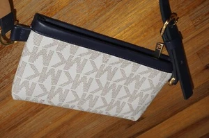 Michael Kors Women’s Black White Signature Logo Canvas Small Belt Bag - Picture 1 of 10