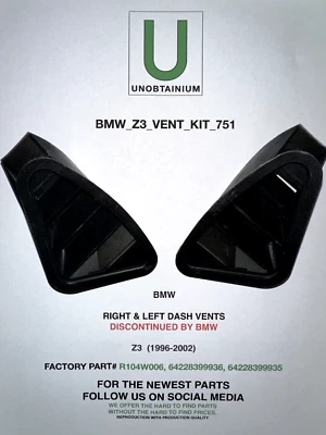 PIEZA DE VENTILACIÓN DE AIRE PARA TABLERO BMW Z3 # R104W006, 64228399936, 64228399935 Foto 1 de 3