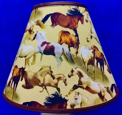 Multiple Horses on Tan Lampshade Handmade Lamp Shade - Image 1 of 2