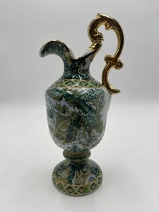 Vintage Zhong Guo Zhi Zao Porcelain Chinese Green Hand Painted Geisha Pitcher  - Picture 1 of 10