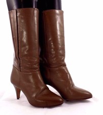 9 West Vintage Light Brown Taupe Mid Calf Leather Boots / Women's Size 7M
