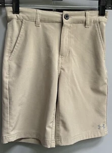 Youth Boys Under Armour Polyester Spandex Khaki Shorts Size 8 Inseam 7.5" Pocket - Picture 1 of 6