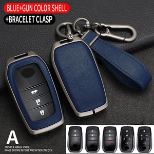 Zinc Alloy Leather Remote Key Fob Cover Case For Toyota Tundra Corolla Fortuner - Picture 1 of 20