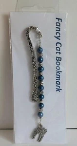Hand Crafted, Beaded Cat themed bookmark. NEW  Blue, for Cat Charity - Picture 1 of 1