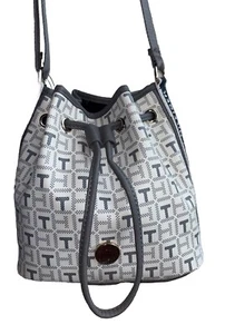 Tommy Hilfiger Small Bucket Bag , TH Monogram, White Gray NEW $108 - Picture 1 of 4