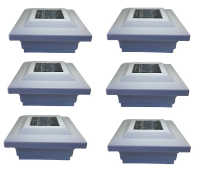 6-pk Solar White Cap Light With 4 Bright White SMD LED For 5"x5" PVC/Vinyl Post - Image 1 of 4