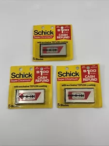 Schick Super Chromium w/exclusive TEFLON coating 5 Blades NEW SEALED Lot Of 3 - Picture 1 of 9