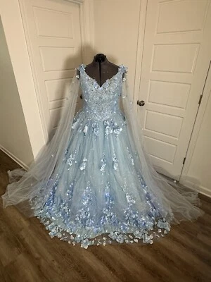 Vestido Formal Azul Talla 18 Perfecto Para Quinceañera Foto 1 de 4