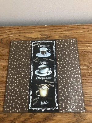Cutting Board Tempered Glass Brown Coffee Bean Themed. NEW. A-19 - Image 1 of 3