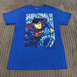 Superman Roller Coaster T-Shirt Adults M Blue Graphic Six Flags Ride Theme Park - Picture 1 of 9