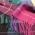 BEAUTIFULY SOFT 100% WOOL CERISE PINK PURPLE TEAL CHECK MENS AND LADIES SCARF