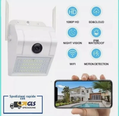 TELECAMERA Esterna LUCE LED SOLARE SENSORE DI MOVIMENTO WI-FI Telecamere Esterne - Immagine 1 di 4