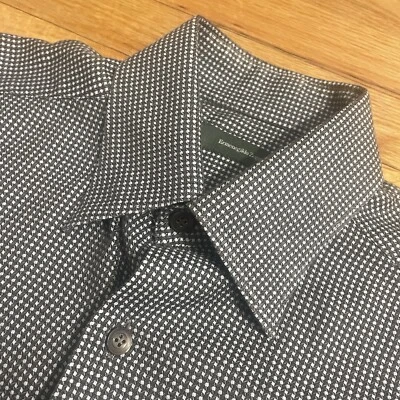 Ermenegildo Zegna Men's Button Down Dress Shirt Medium Brown Silver Geometric - Image 1 of 4