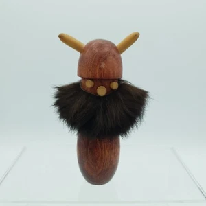 Dänische Mid Century Teak Figur Wikinger Flaschenöffner Aufkleber auf Sockel "Foreign" - Bild 1 von 10