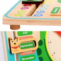 children's educational wooden calendar clock toy