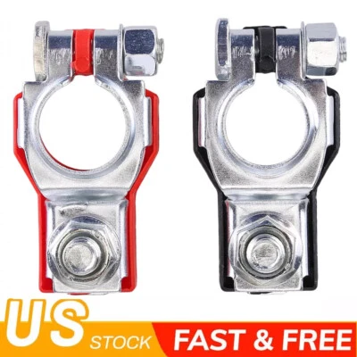 2PACK CAR BATTERY TERMINAL CLAMP CONNECTORS POSITIVE NEGATIVE RELEASE DISCONNECT - Image 1 of 4