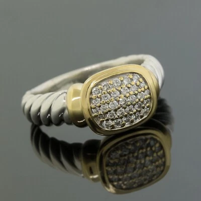 Anillo David Yurman Pavé Diamante Nobleza Talla 9 - Plata 925/Oro Amarillo 18K Foto 1 de 4