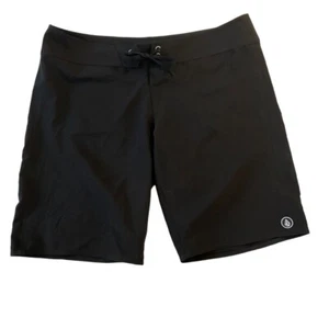 Volcom Black Long Drawstring Waist Logo Patch Board Shorts Shorts womens Size 13 - Picture 1 of 6
