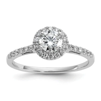 14K White Gold Round Halo Engagement Lab Grown Created Diamond Ring - Image 1 of 4