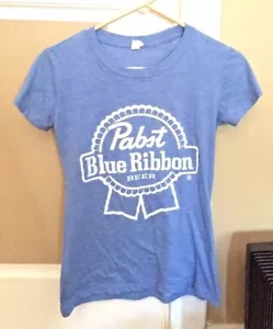 BRAND NEW Pabst Blue Ribbon PBR Beer Women's Baby Blue Heather T-Shirt Medium M - Picture 1 of 4