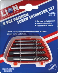 Lion 5 Piece Screw Extractor Set Bolt Stud Pipe Screw Remover - Bild 1 von 1