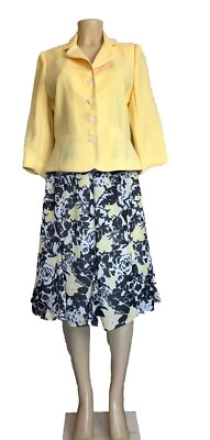 Женский костюм STUDIO 1 цветочный юбка, желтый куртка SZ12 см. измерения - Изображение 1 из 4
