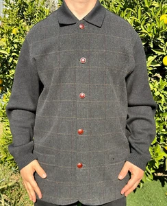 Burberrys Casual Knit Blazer Jacket Tartan Check Size 8 2XL - Picture 1 of 24