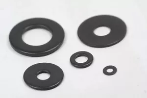 Black Stainless Steel Flat Washers - Picture 1 of 20