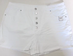 Womens Shorts Size 20 White Jean Denim Button Fly 3.5 in Inseam - Picture 1 of 5