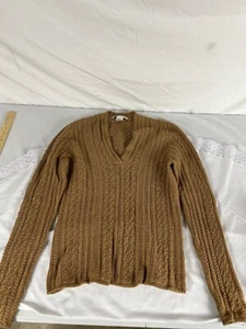 Evelyn Grace Light Brown Soft Cashmere V Neck Cable Knit Sweater … Large - Picture 1 of 5